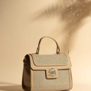 Elegant Beige Woven Leather Handbag – Premium Designer Shoulder & Tote Bag