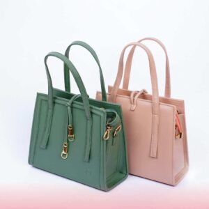 Minimalist Tote Handbag for Women – Green & Nude Pink (Dual Color Options)